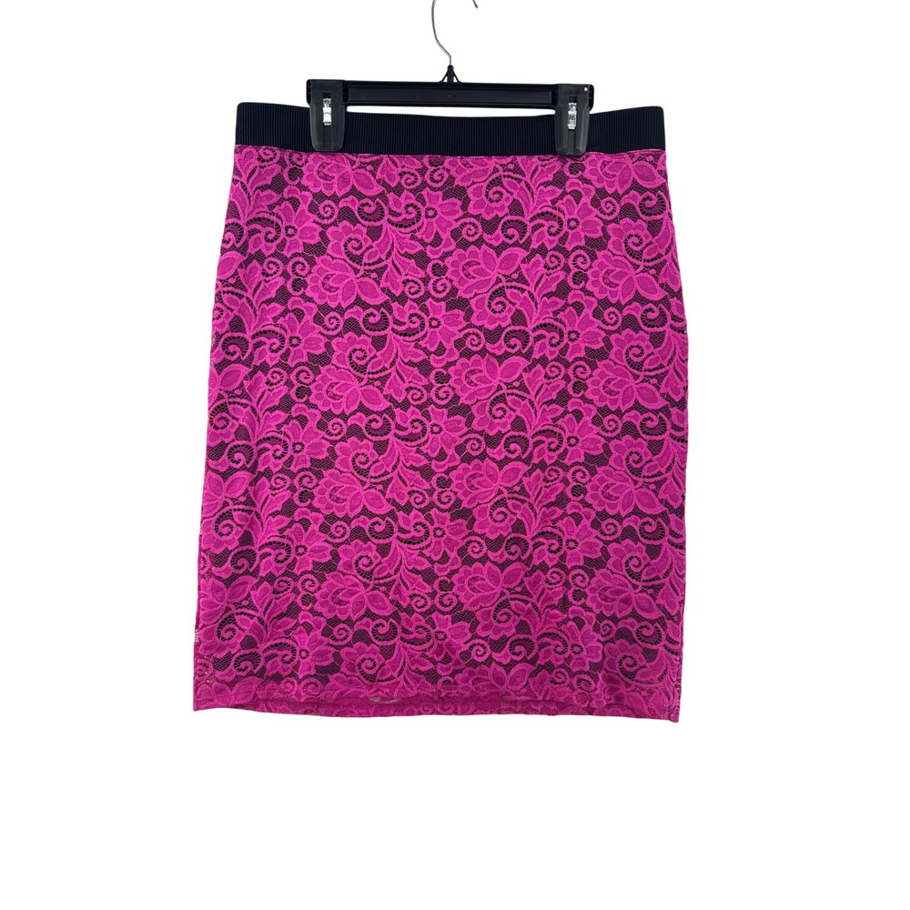 BOLD elements Fuchsia Lace Pencil Skirt
